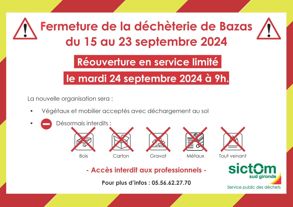 Travaux à la déchèterie de Bazas CDC du Bazadais