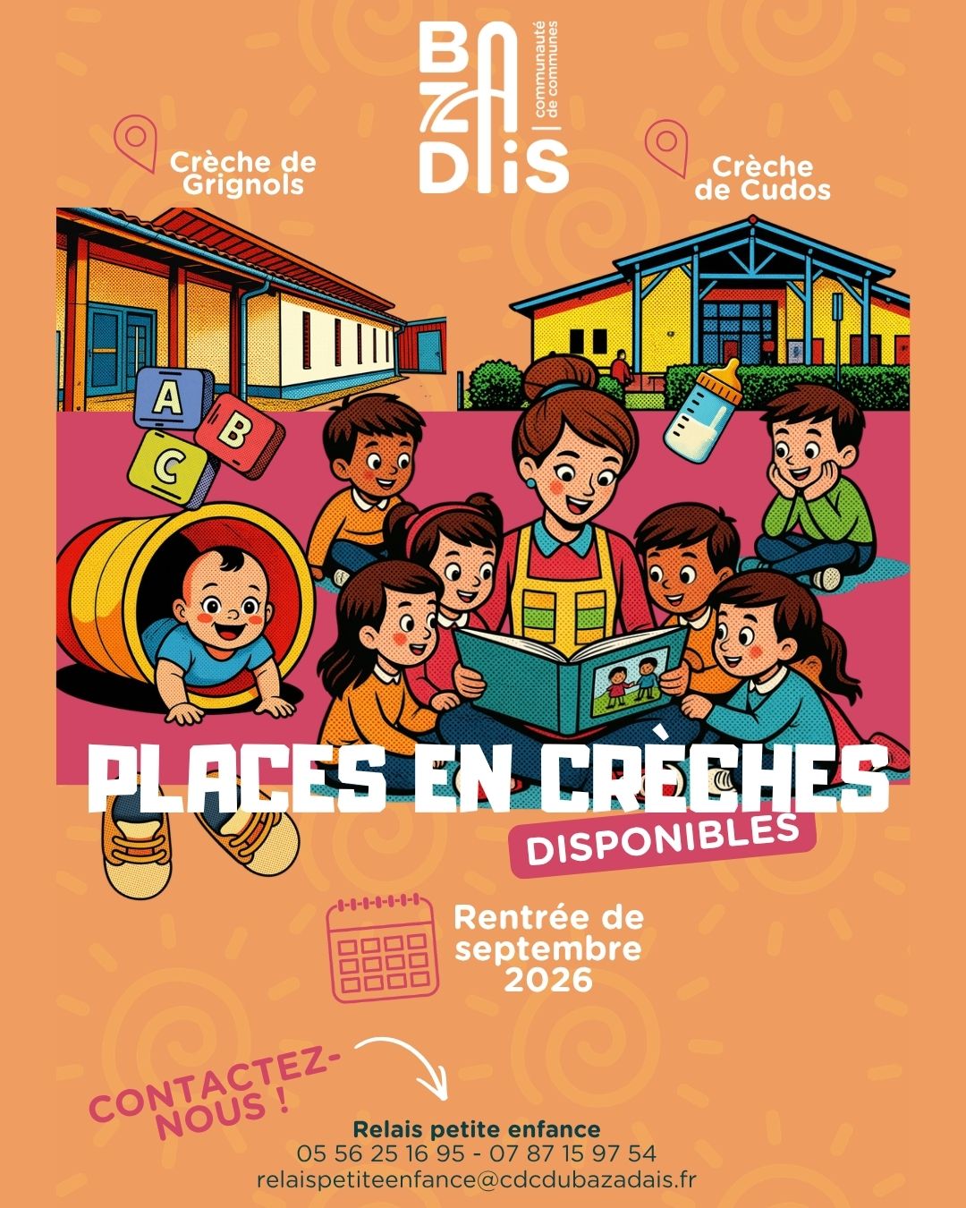 Des places disponibles en crèches CDC du Bazadais