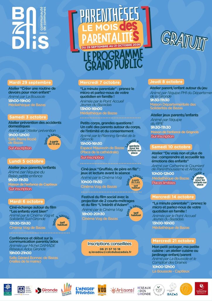 Le mois des parentalités 2026 CDC du Bazadais